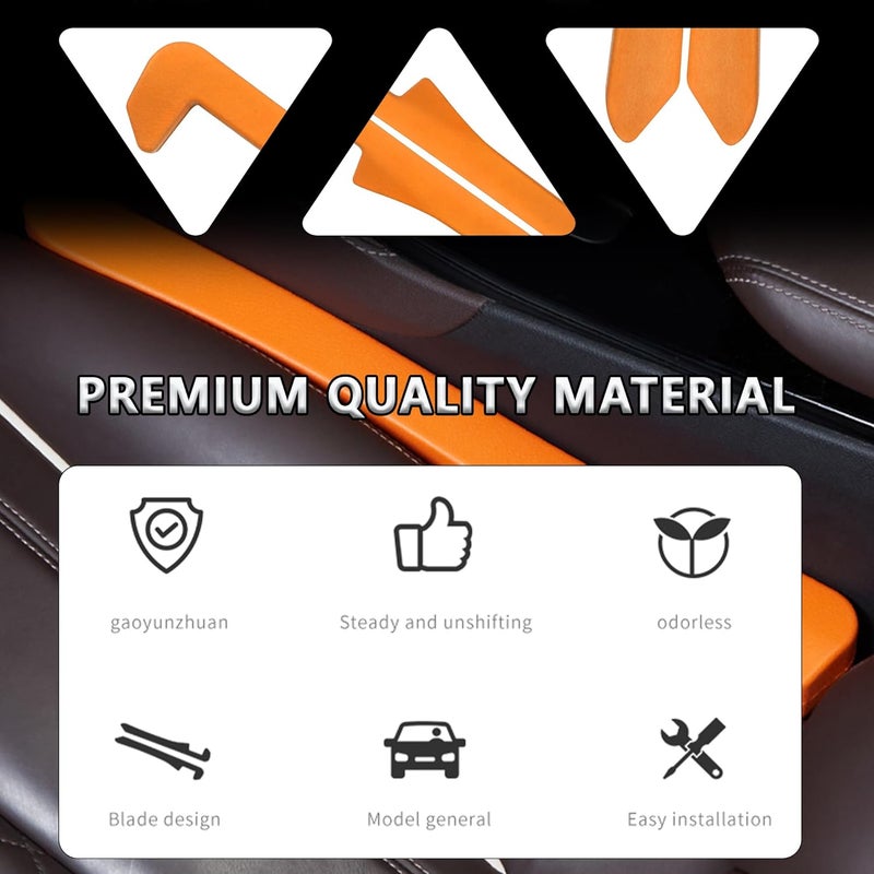 Junecarp Car Seat Gap Filler 2 Pack,Flexible Car Gap Filler Organizer to Stop Items from Dropping,Essential Interior Car Accessories Seat Gap Plug Perfectly Fits Car Gap (Orange) - Image 3